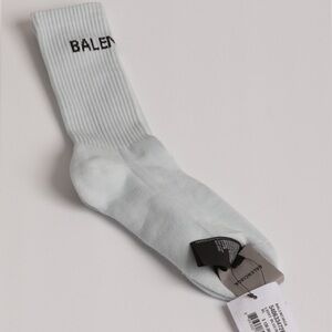 LOGO PRINTED TENNIS SOCKS IN LIGHT BLUE/BLACK